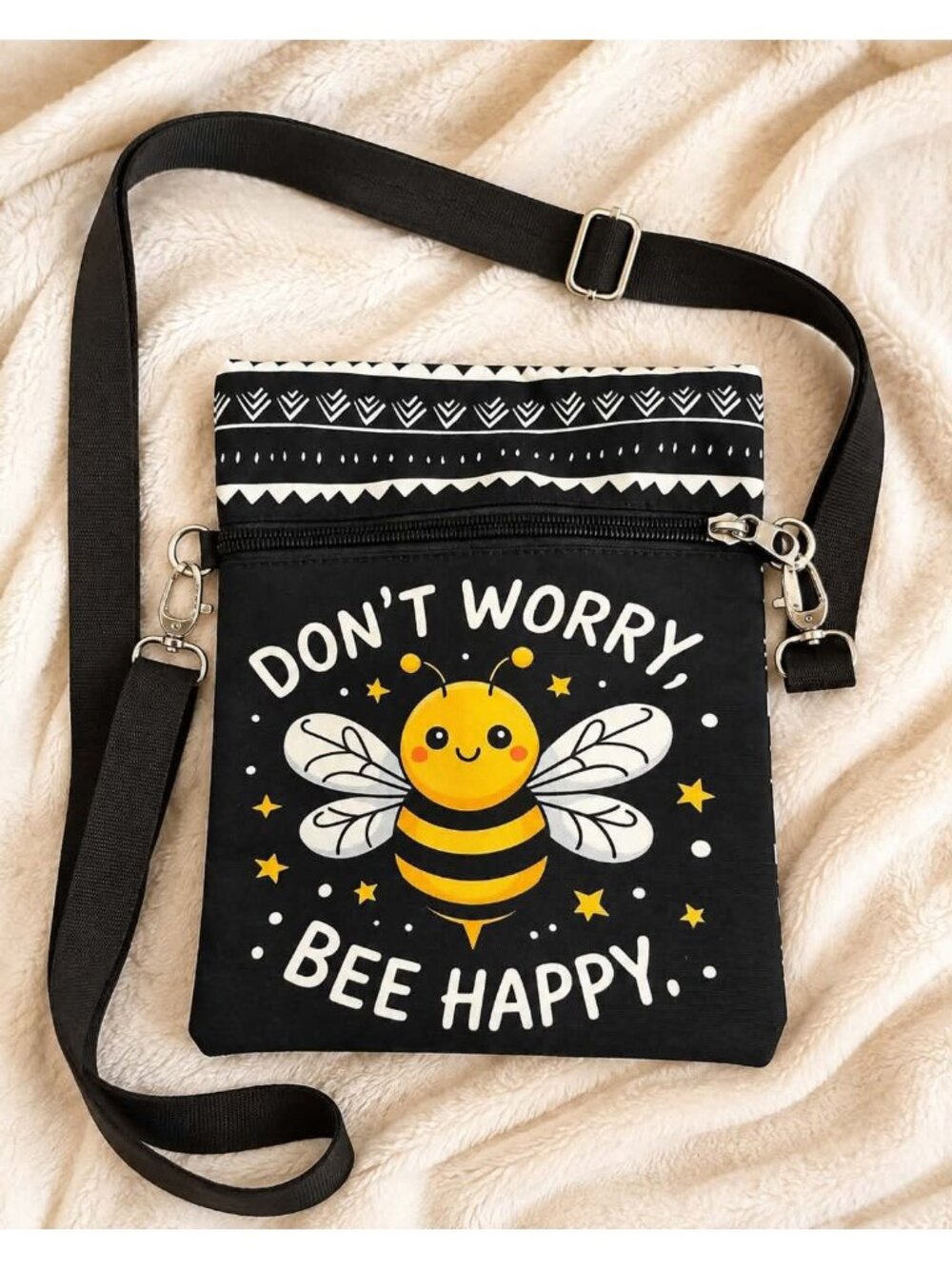 Don’t Worry Bee Happy Crossbody Bag with Adjustable Strap